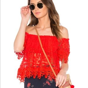 Free People Red Sweet Dreams Lace Crop Top